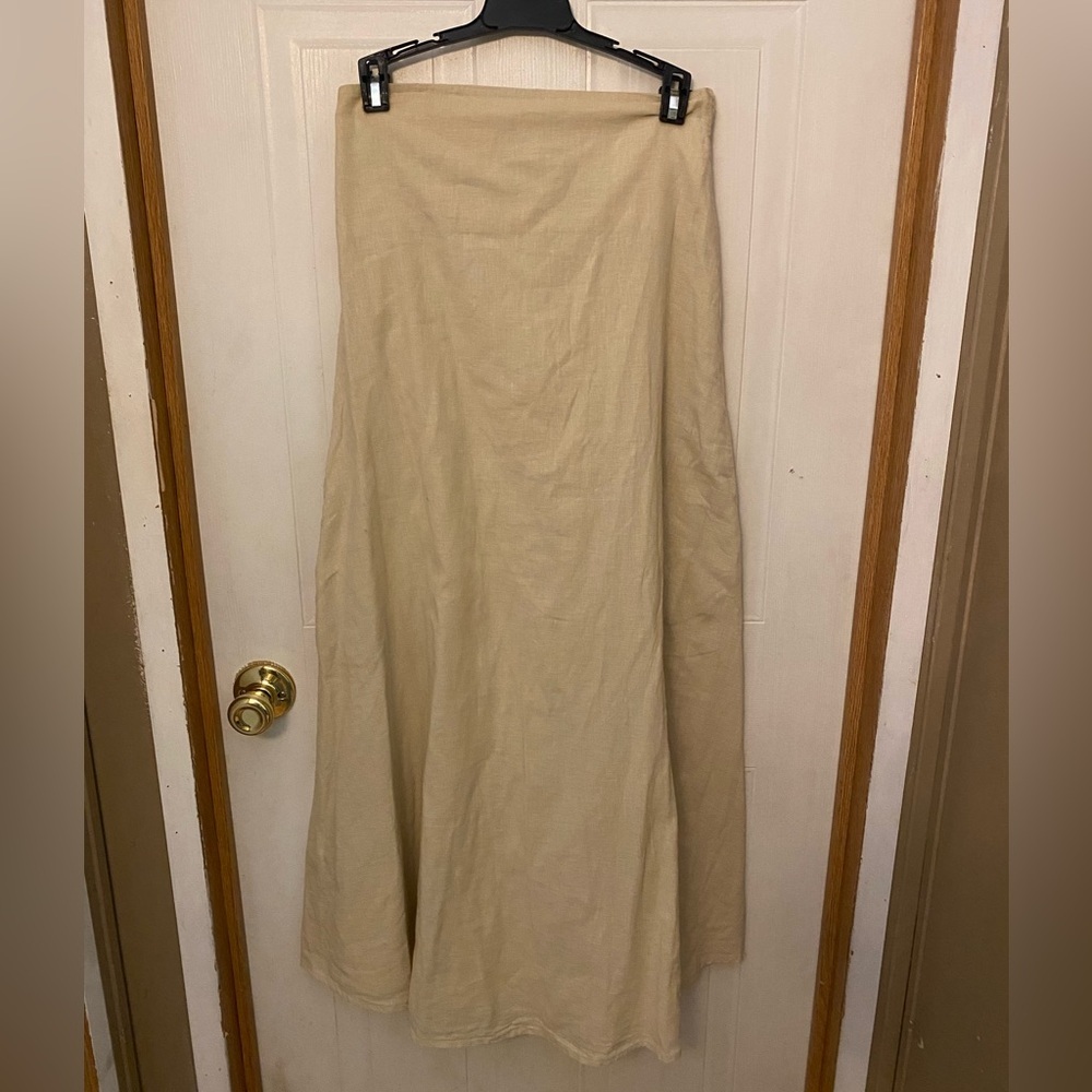 Zara A-Line Maxi Skirt in Beige